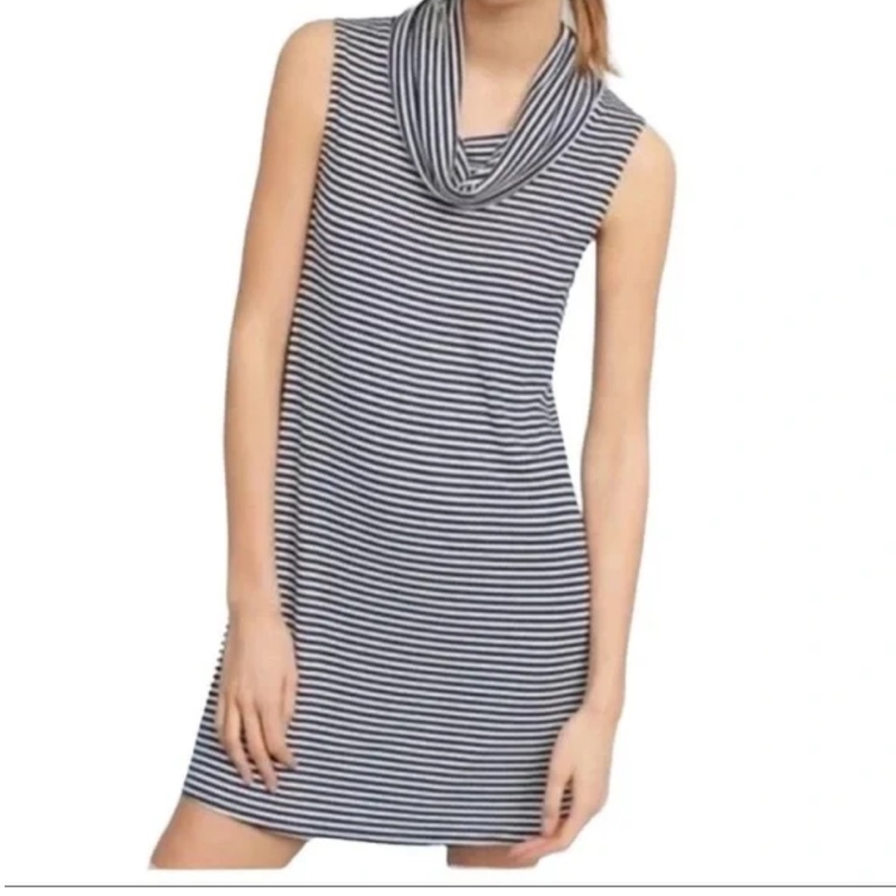 Dolan Anthropologie Ribbed Sleeveless Cowl Neck Striped Mini Dress. Size Medium